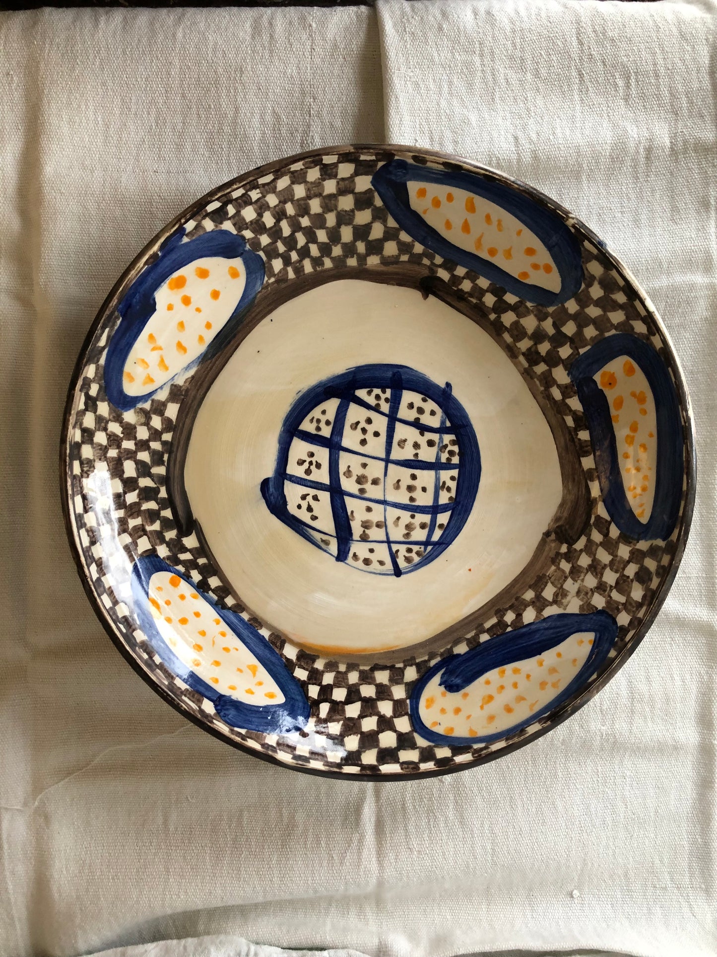 Brown, Blue and Orange Check Plate