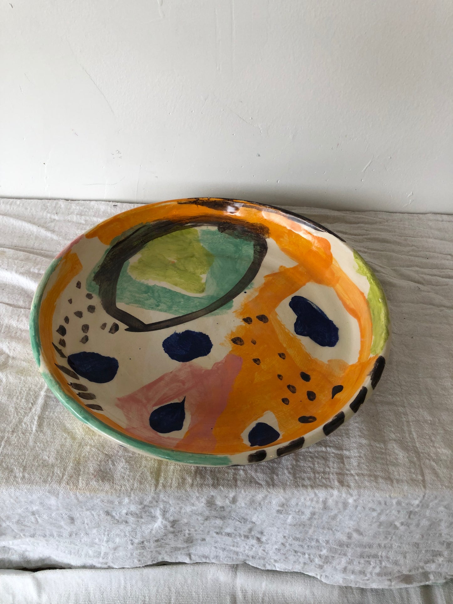 Abstract Colours Plate in Orange, Pink, Blues and Brown