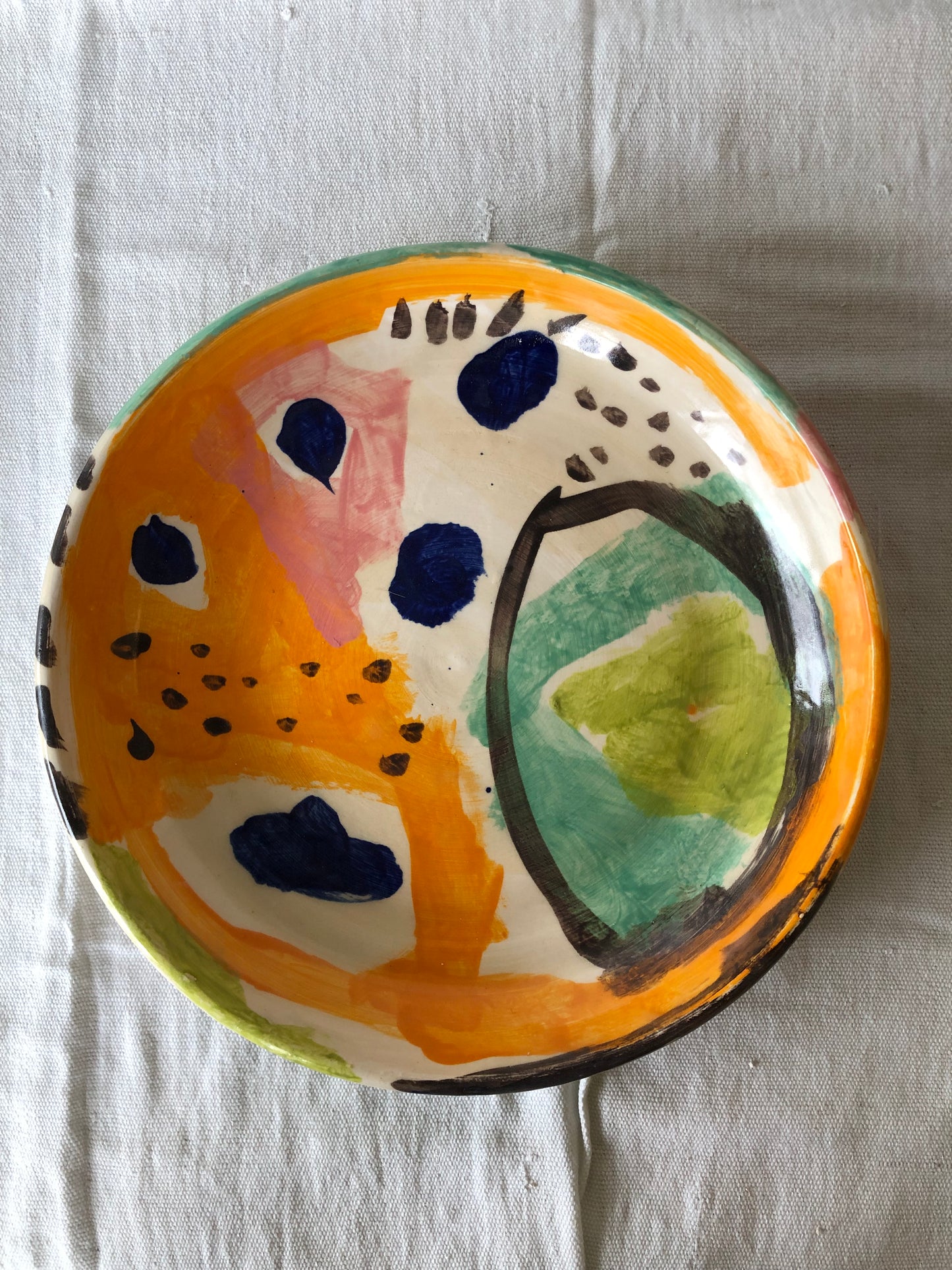 Abstract Colours Plate in Orange, Pink, Blues and Brown