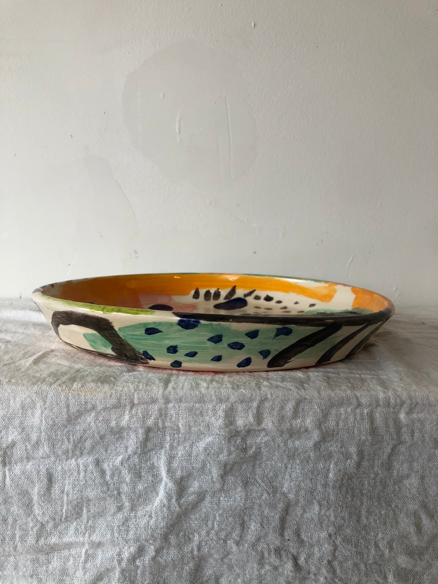 Abstract Colours Plate in Orange, Pink, Blues and Brown