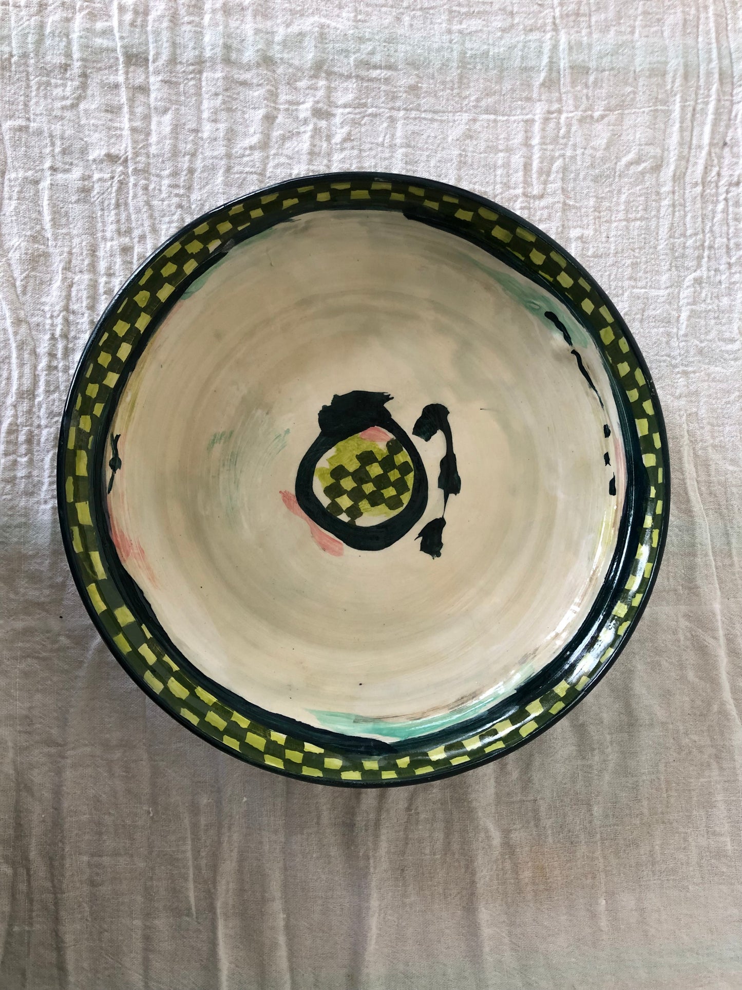 Green Check Serving Platter