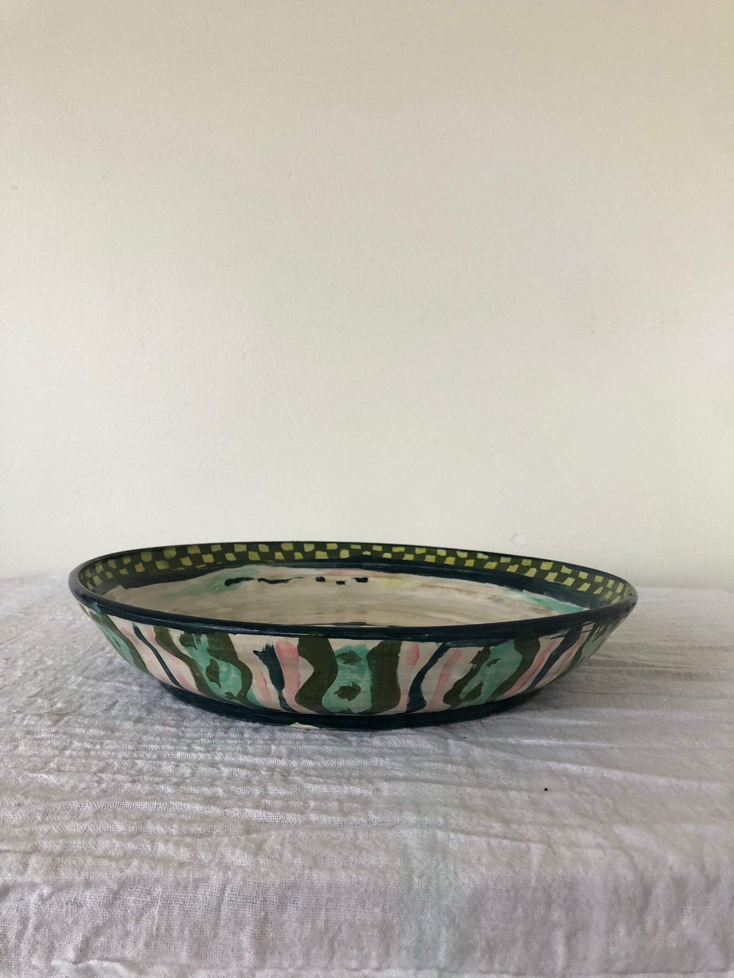 Green Check Serving Platter