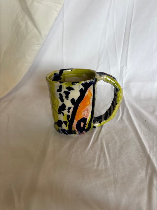 Abstract Mug in Chartreuse, Cobolt, Pink and Orange