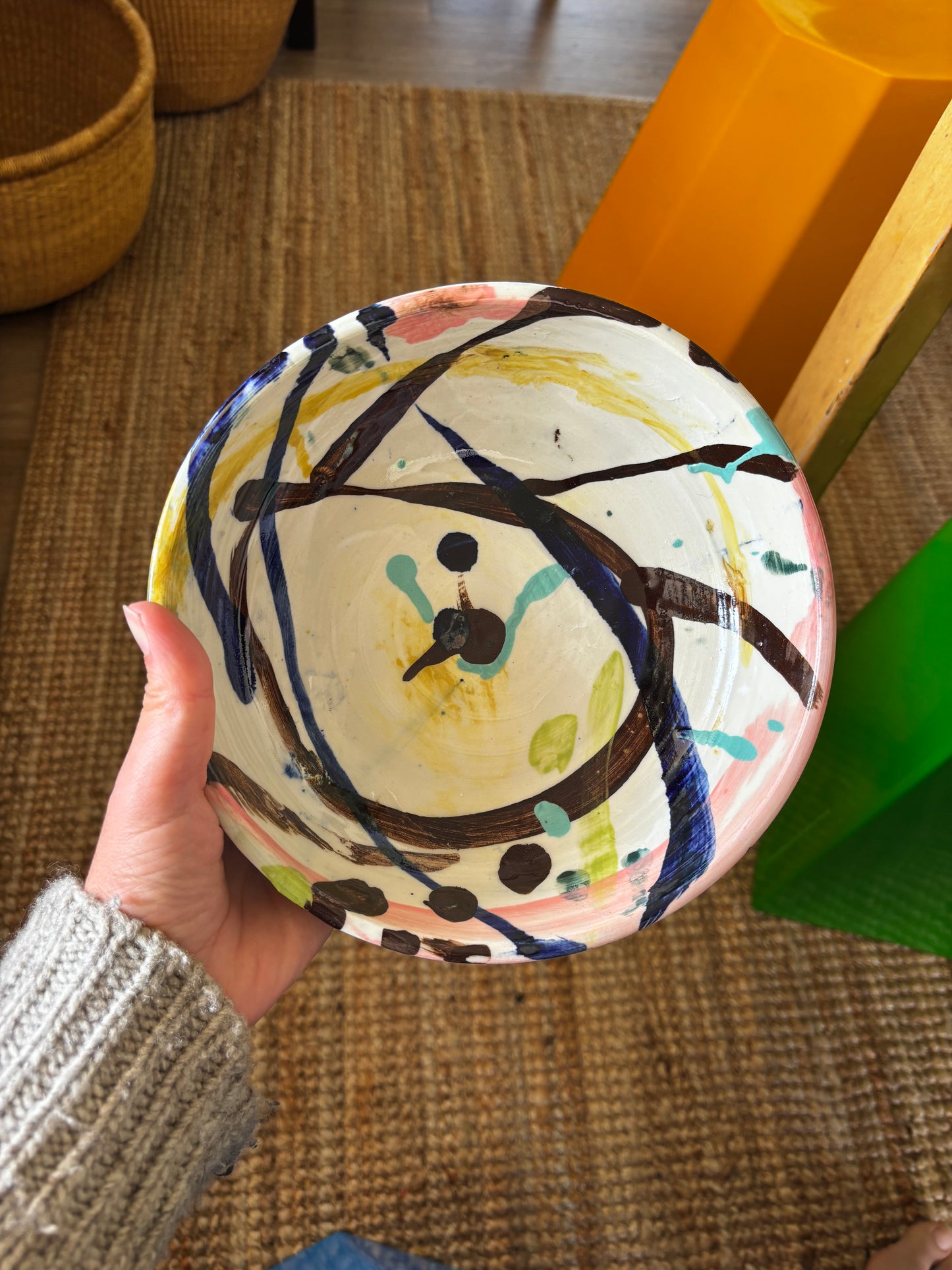 Abstract Bowl in Pink and Brown