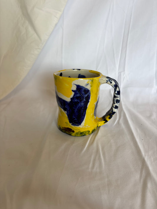 Abstract Mug in Cobalt and Yellow