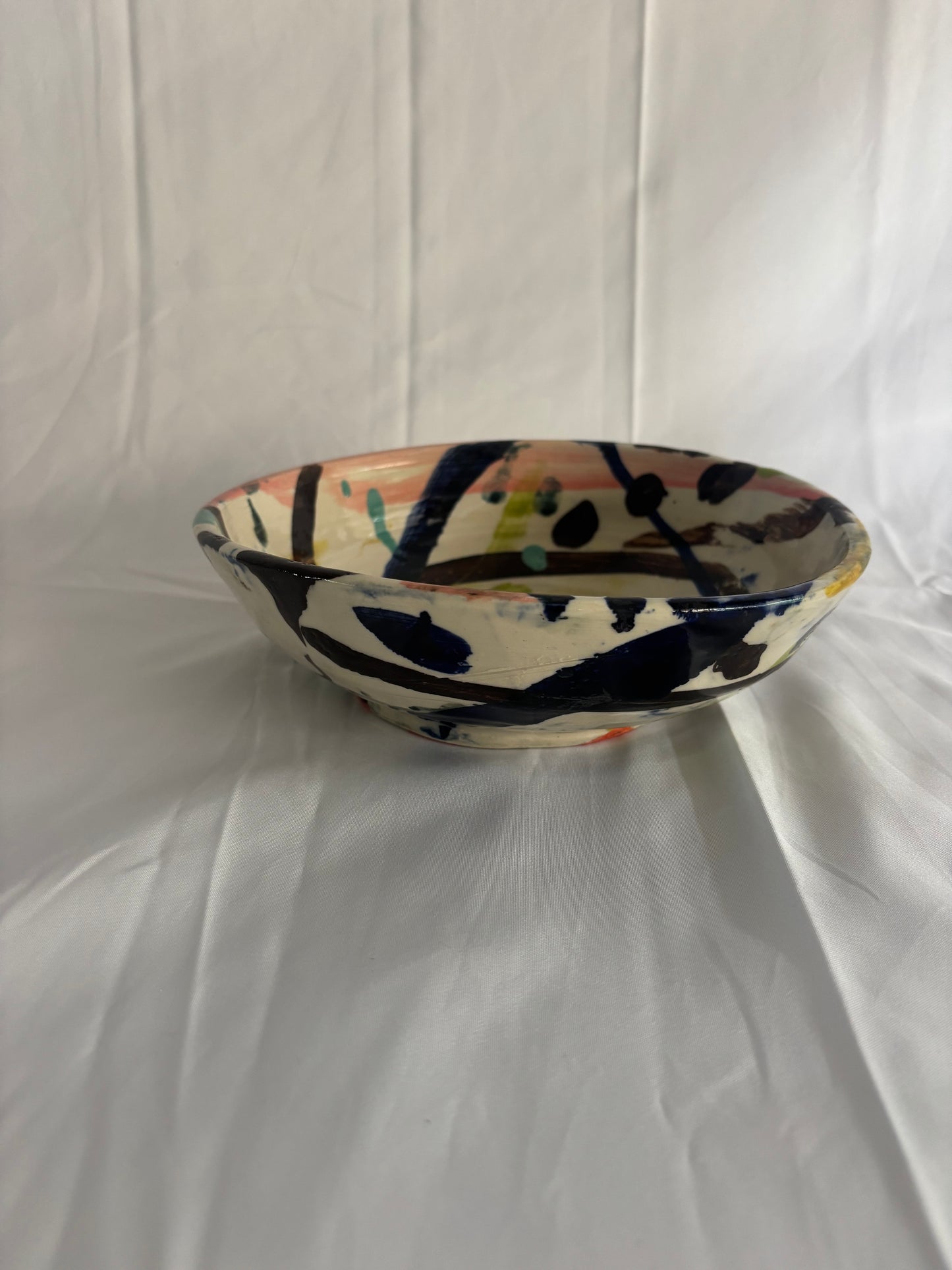 Abstract Bowl in Pink and Brown