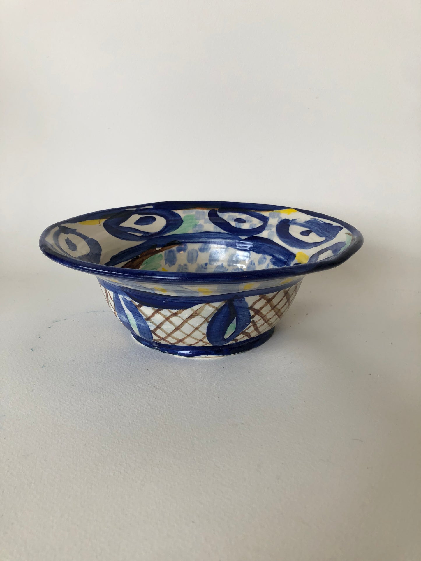 Bloomsbury Check bowl in Indigo and brown