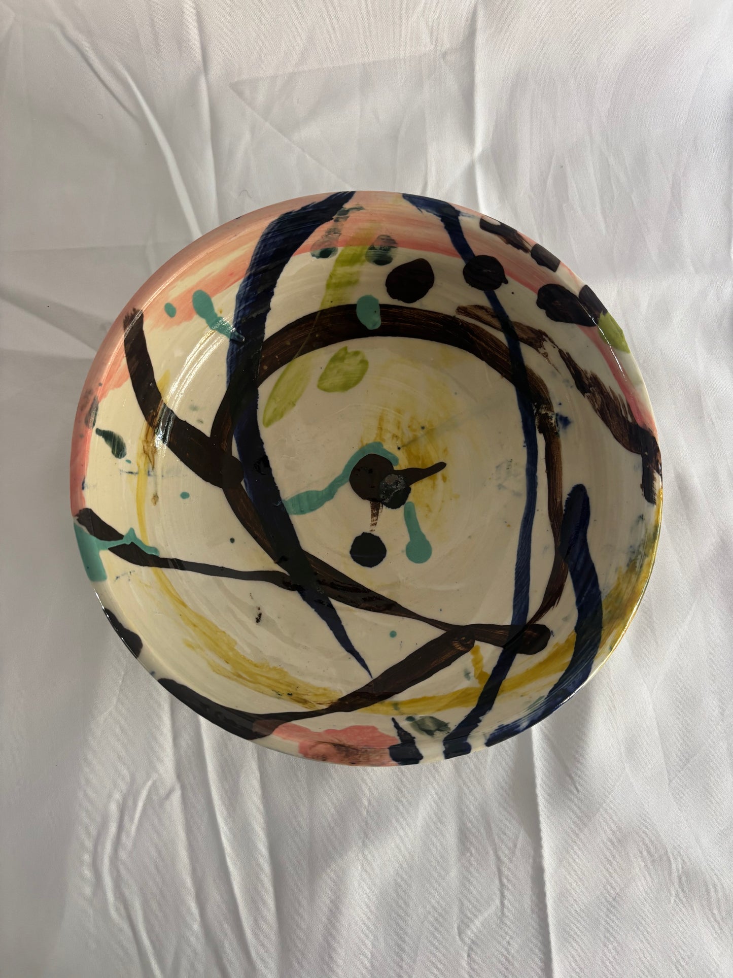 Abstract Bowl in Pink and Brown