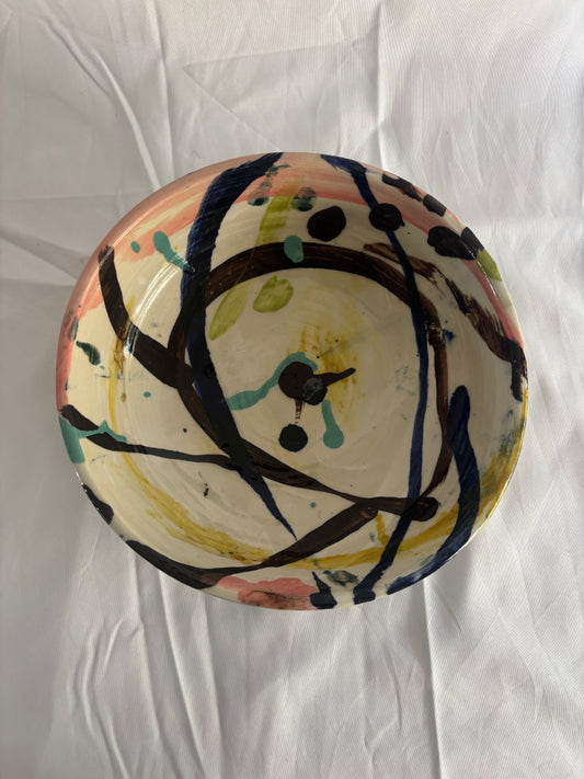 Abstract Bowl in Pink and Brown
