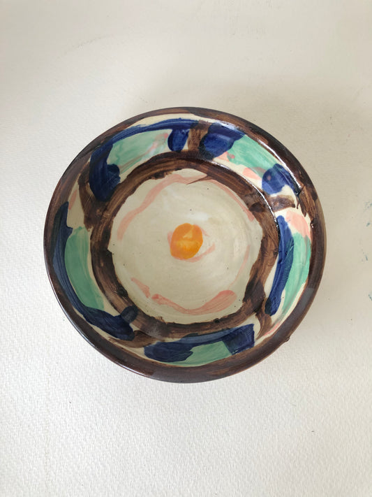Small Tapas Dish in Blues, Brown and Coral