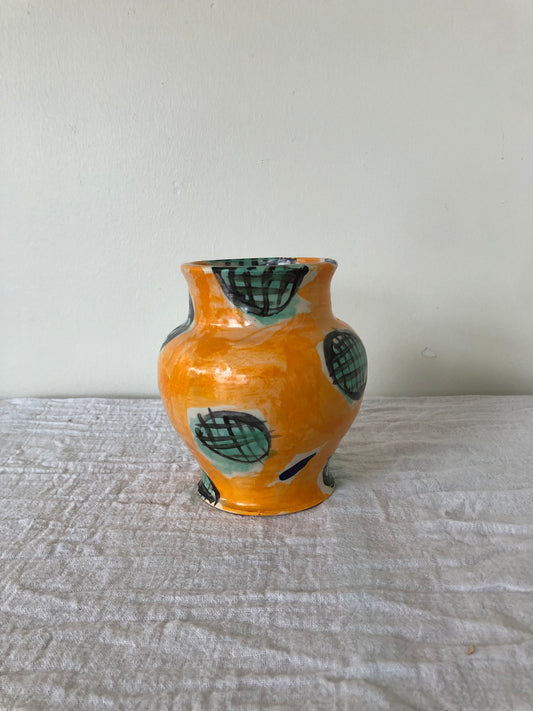 Orange Vase w Turquoise and Brown Detail