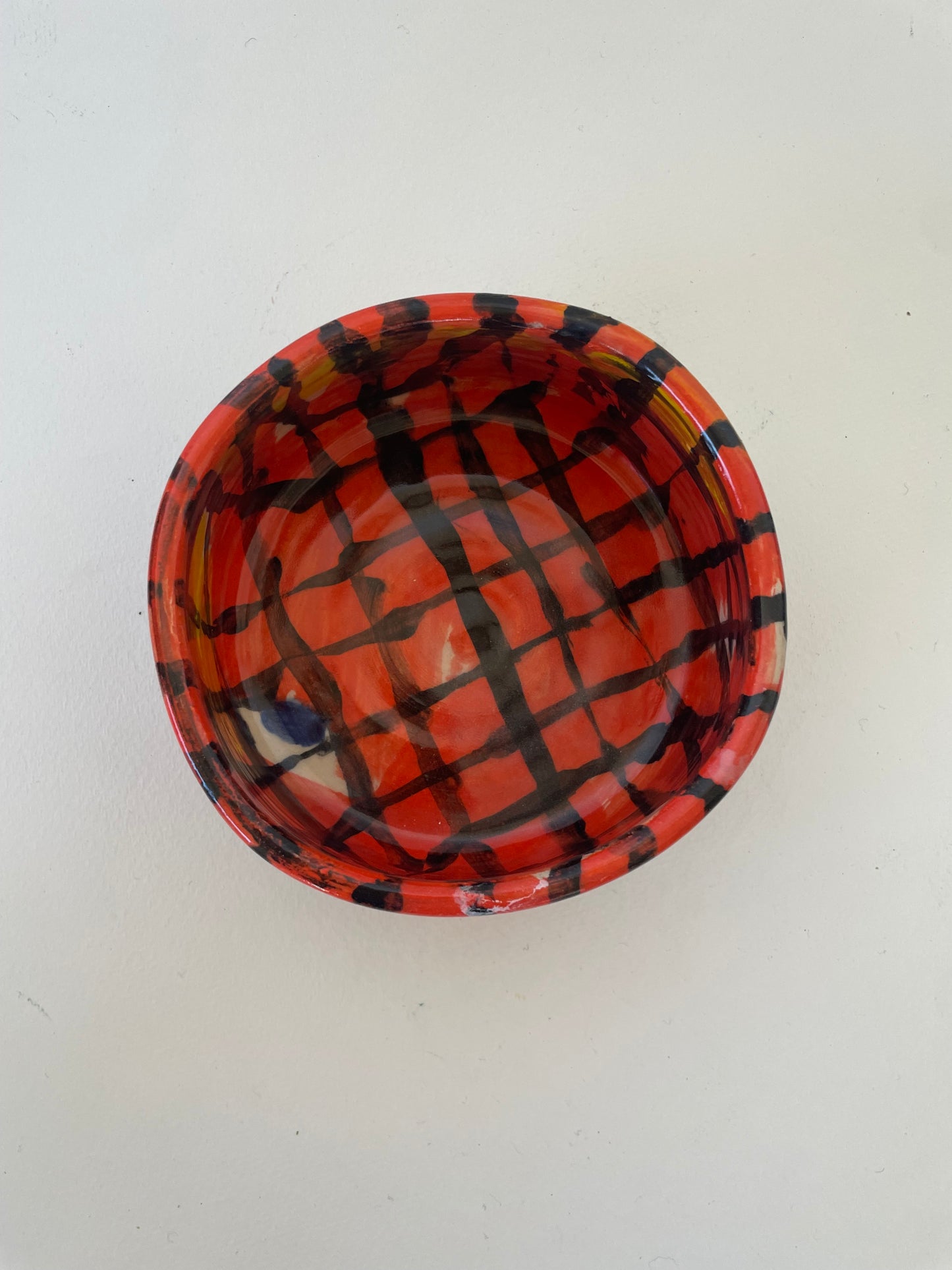 Matcha Bowl in Red with Black Check