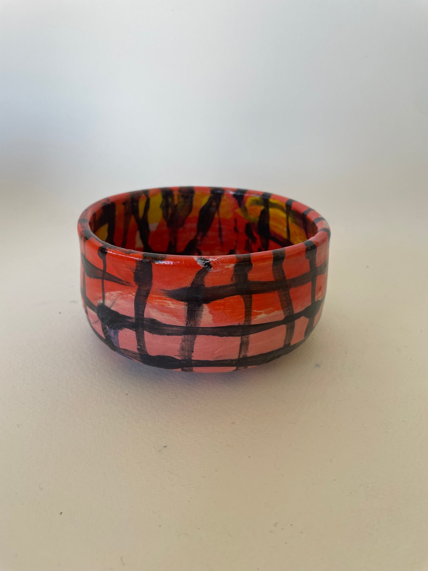 Matcha Bowl in Red with Black Check